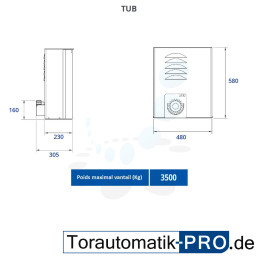 NICE TUB 3 phases 400V motorisation pour portail coulissant - Kit M