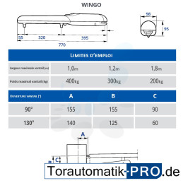 NICE WINGO/2 Moteur 230V pour les portails battants - Kit M